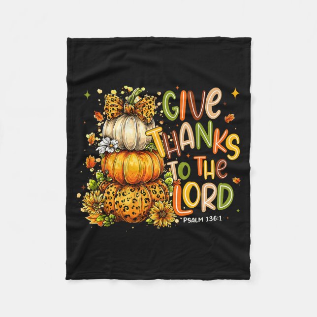 Give Thanks To The Lord Fall Christian Cross Coque Fleecedecke (Vorderseite)