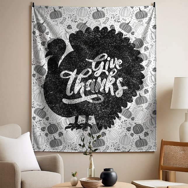 Give Thanks Turkey Thanksgiving Vintage Wandteppich (Von Creator hochgeladen)