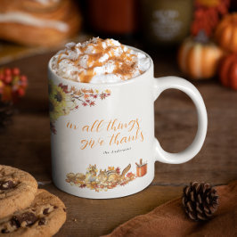 Give Thanks | Watercolor Thanksgiving Monogram Kaffeetasse
