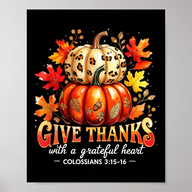 Give Thanks With A Grateful Heart Bible Verse Pump Poster (Vorne)