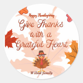 Give Thanks With a Grateful Heart Thanksgiving Runder Aufkleber