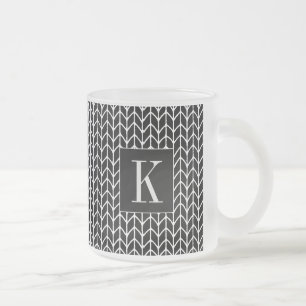 Givré KNIT NOIR Tasse de verre dépoli + Initiale II