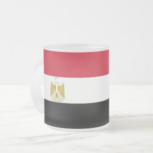 Givré Petite tasse de verre dépoli avec drapeau d'Egypte