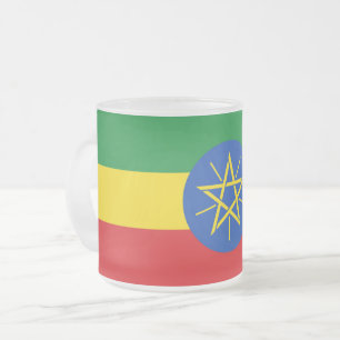 Givré Petite tasse de verre dépoli avec drapeau d'Ethiop