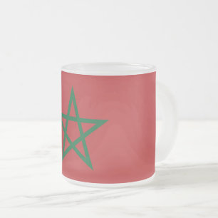 Givré Petite tasse de verre dépoli avec drapeau du Maroc