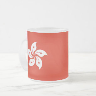 Givré Petite tasse en verre dépoli avec drapeau de Hong 