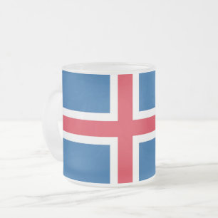Givré Petite tasse en verre dépoli avec drapeau d'Island