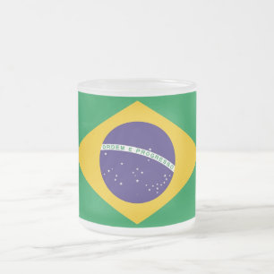 Givré Petite tasse en verre dépoli avec drapeau du Brési