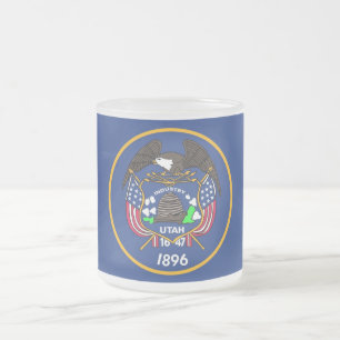 Givré Petite tasse en verre dépoli avec le drapeau Utah,