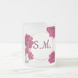 Givré Tasse à café élégante à fleurs roses et cercle dor