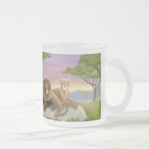 Givré Tasse africaine de lions au repos
