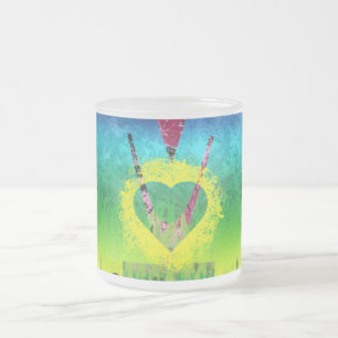 Givré Tasse de café, cœur d'amour grunge arc-en-ciel abs