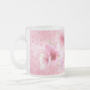 Givré Tasse florale aquarelle Fleur de cerisier rose