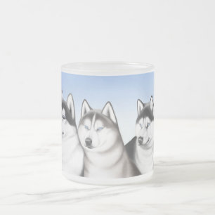 Givré Tasse sibérienne de chien de traîneau de Malamut