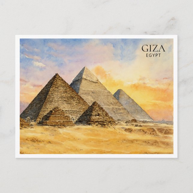 Giza Pyramids Ägypten Aquarell Reisen Postkarte (Vorderseite)