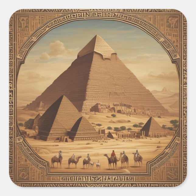 Giza Pyramids Quadratischer Aufkleber (Vorderseite)