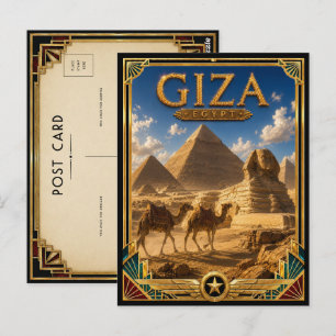 Gizeh Ägypten Vintage Pyramiden & Sphinx Art Deco Postkarte