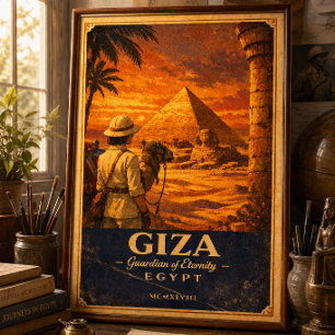 Gizeh Ägypten Vintage Reiseplakat   Pyramide & Sph Poster