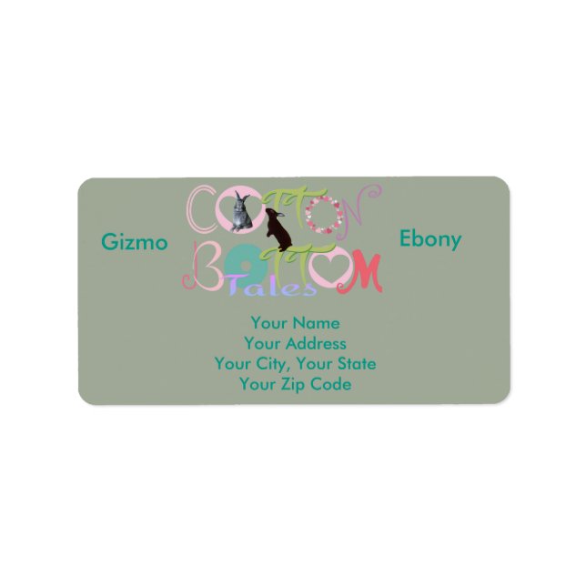 Gizmo & Ebony Cotton Bottom Tales Adressenmarken Adressaufkleber (Vorne)