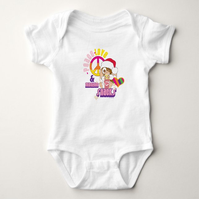 Gizmo | Peace Liebe & Midnight Snacks Baby Strampler (Vorderseite)