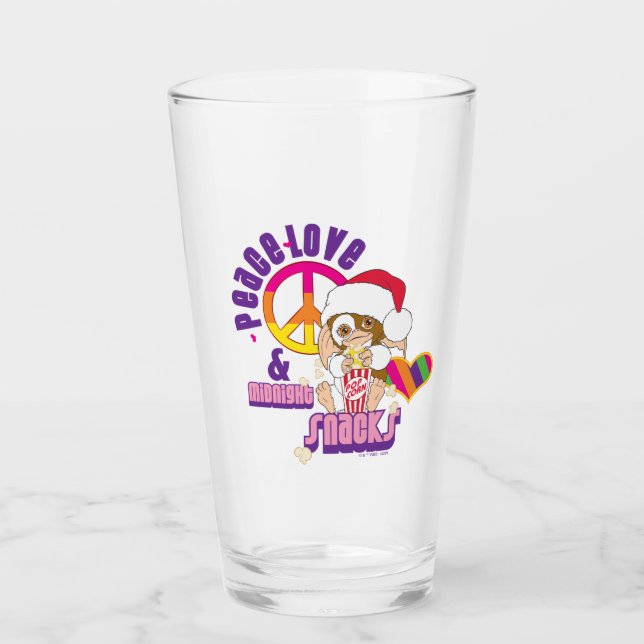 Gizmo | Peace Liebe & Midnight Snacks Glas (Vorderseite)