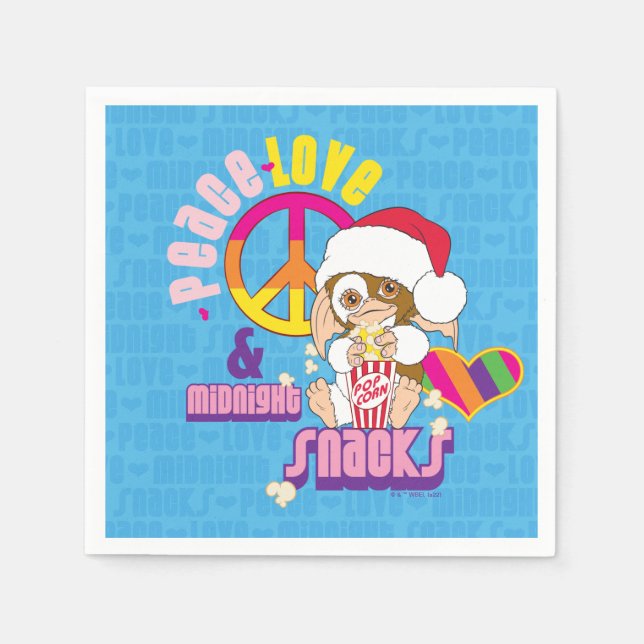 Gizmo | Peace Liebe & Midnight Snacks Serviette (Vorderseite)