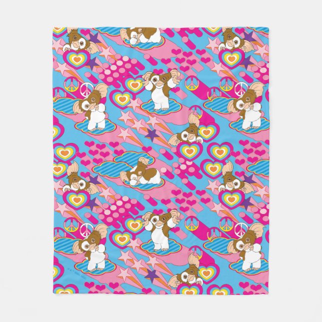 Gizmo | Pink Peace & Liebe Pattern Fleecedecke (Vorderseite)