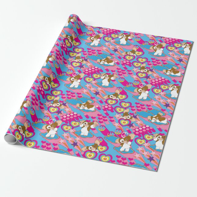 Gizmo | Pink Peace & Liebe Pattern Geschenkpapier (Ungerollt)