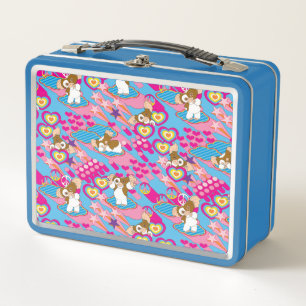 Gizmo   Rosa Peace & Love Muster Metall Brotdose