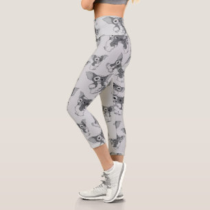 Gizmo Schwarz-Weiß-Muster Capri Leggings