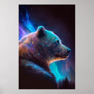 Gizzly Bear Animal Portrait Malerei Poster
