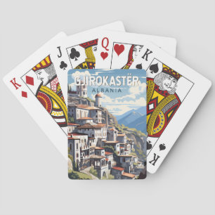 Gjirokaster Albanien Reise Kunst Vintage Spielkarten