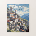 Gjirokaster Albanien Reisen Kunst Vintag<br><div class="desc">Gjirokastër retro Vektorreise Design. Es liegt in einem Tal zwischen dem Gjerë-Gebirge und dem Drino.</div>