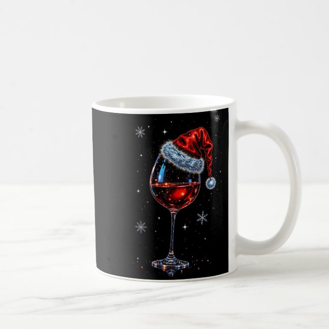 Gl Of Red Wine Santa Hat Christmas 2025 Women Men  Kaffeetasse (Rechts)