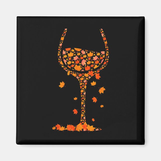 Gl of Wine Maple Leaf Herbst Sonnenschein Wein Magnet (Vorne)
