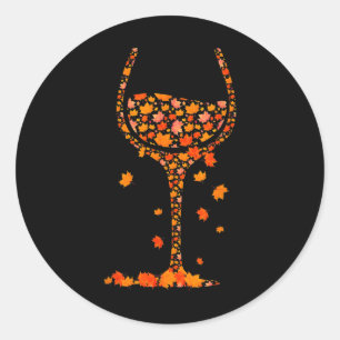 Gl of Wine Maple Leaf Herbst Sonnenschein Wein Runder Aufkleber