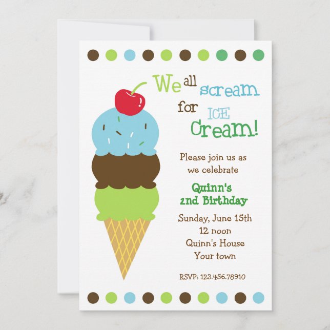 Glace Creative Birthday Party Invitations Garçons (Devant)