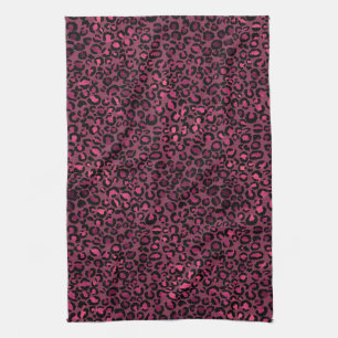 Glach Pink Black Leopard Print Geschirrtuch