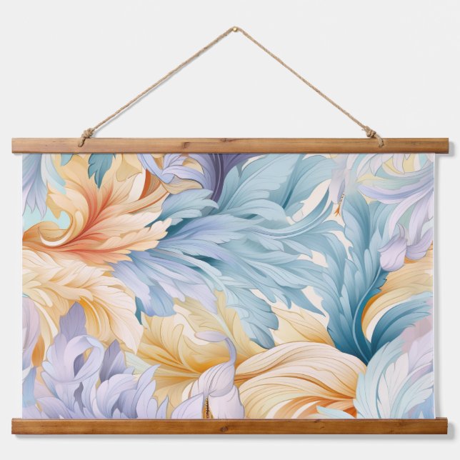 Glacial Flora Symphony Winter Botanical Wandteppich Mit Holzrahmen (Vorne)