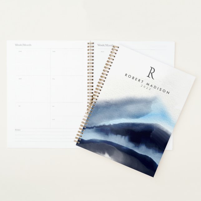 Glacial Watercolor Mountains Malerei Mit Monogramm Planer (Anzeige)