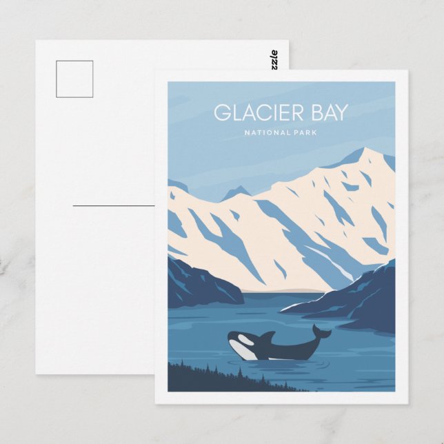 Glacier Bay Alaska USA Travel Place Illustration Postkarte (Vorne/Hinten)
