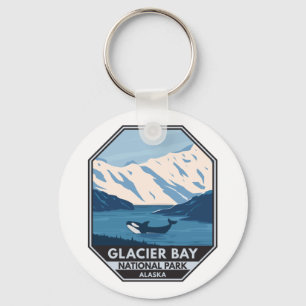 Glacier Bay National Park Alaska Orca Art Vintage Schlüsselanhänger