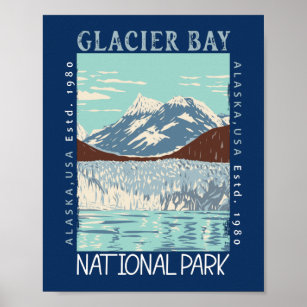 Glacier Bay National Park Alaska Retro Not leidend Poster