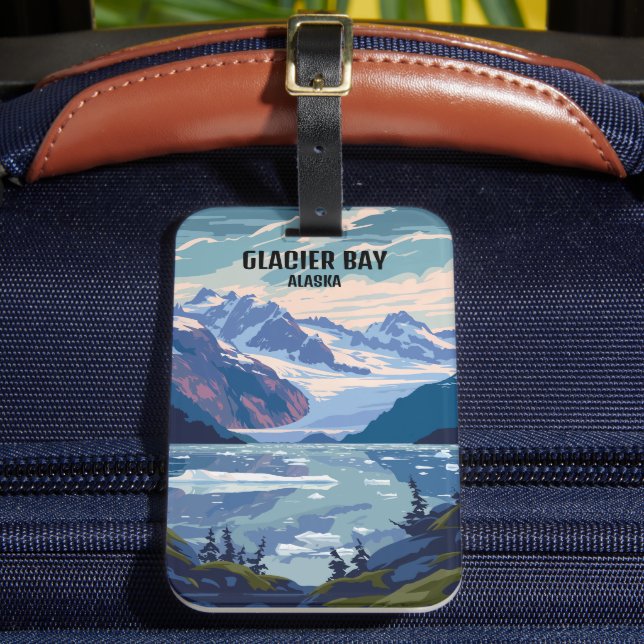 Glacier Bay National Park Alaska Vintage Reise Gepäckanhänger (Vorderseite Insitu 2)