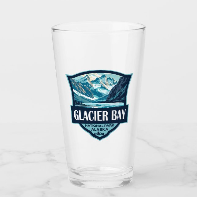 Glacier Bay National Park Illustration Retro Glas (Vorderseite)