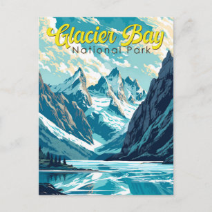Glacier Bay National Park Illustration Retro Postkarte