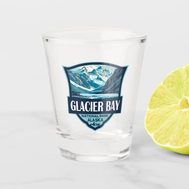 Glacier Bay National Park Illustration Retro Schnapsglas (Vorderseite)