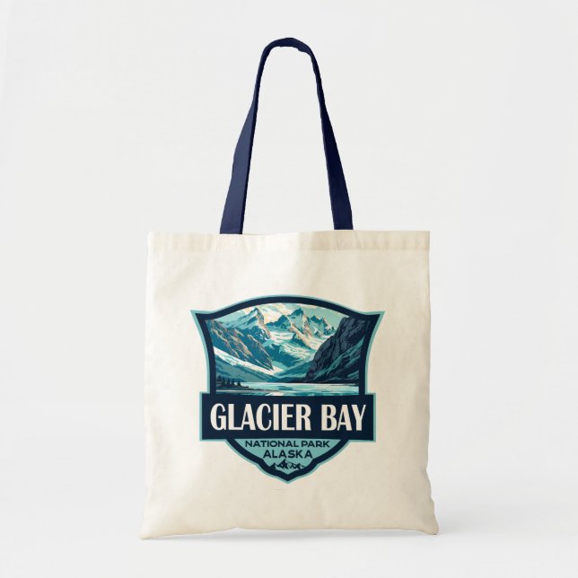 Glacier Bay National Park Illustration Retro Tragetasche (Vorne)