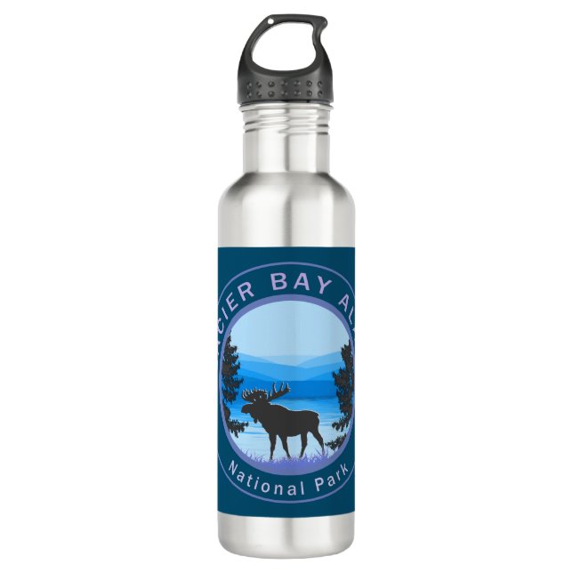 Glacier Bay National Park Moose Edelstahlflasche (Vorderseite)