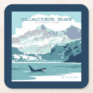 Glacier Bay National Park Orca Rechteckiger Pappuntersetzer